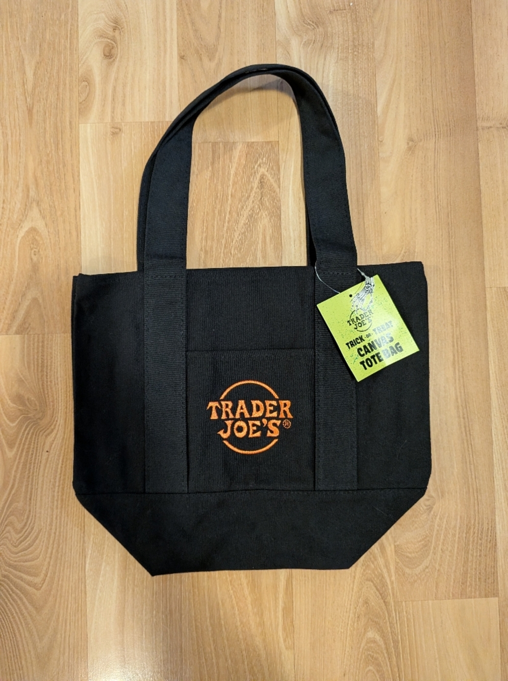 Trader Joe's Mini Tote Bag - NWT - Black With Orange Logo